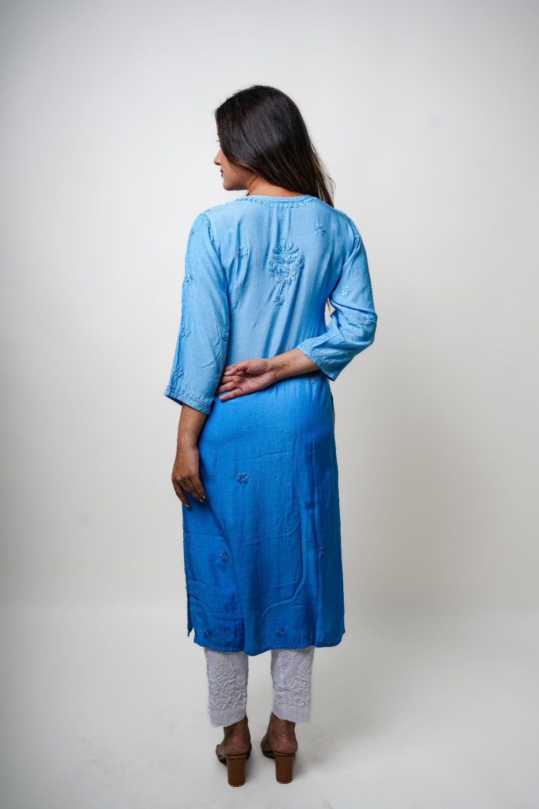 Chikankari hand embroidered | Long Kurta | Muslin Cotton |