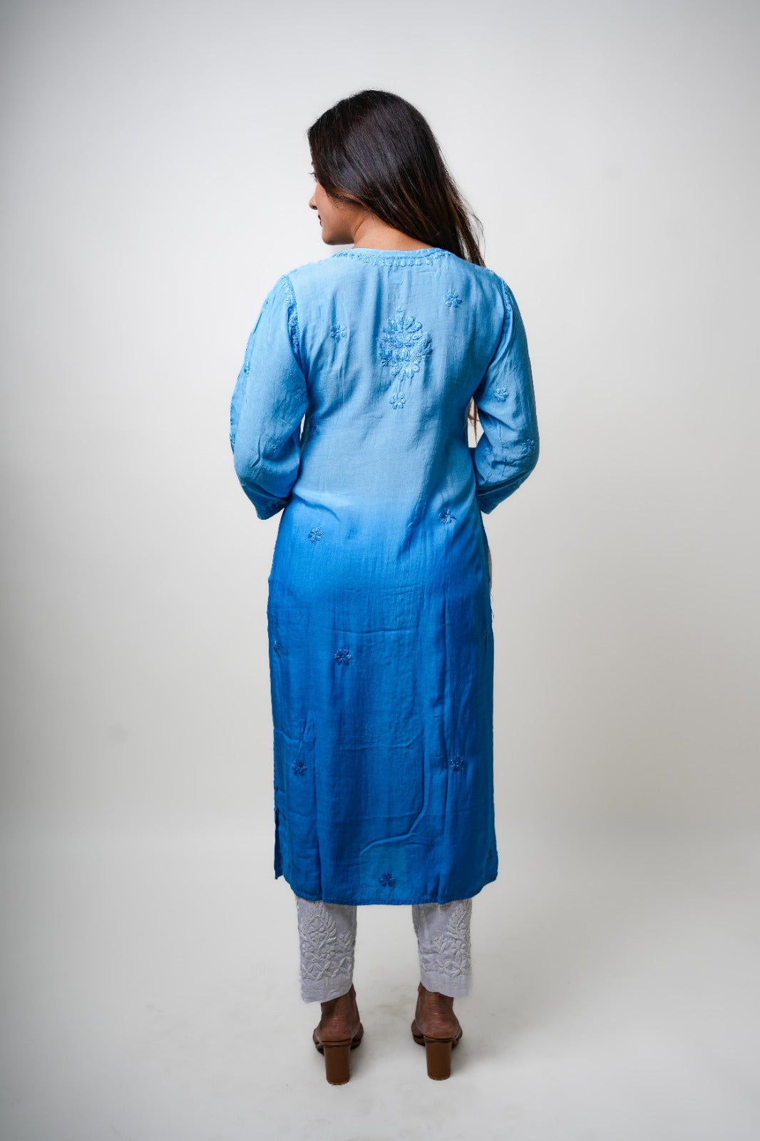 Chikankari hand embroidered | Long Kurta | Muslin Cotton |