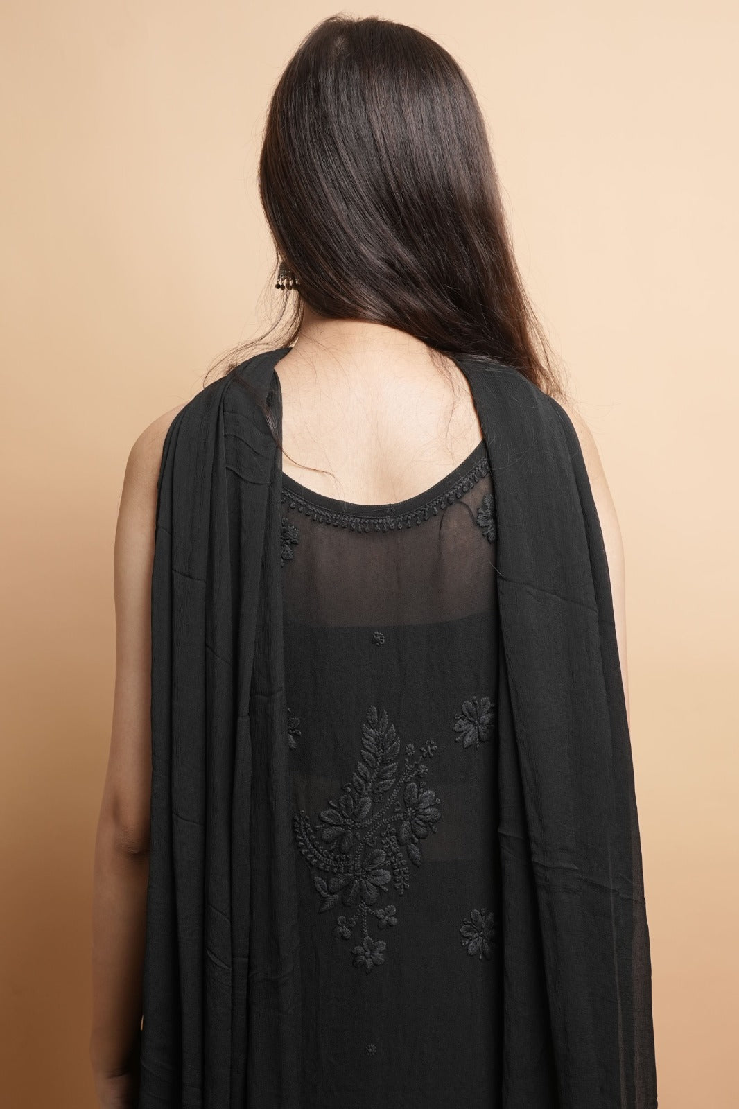 Chikankari Kurta Set | Georgette Pure | Midnight Black