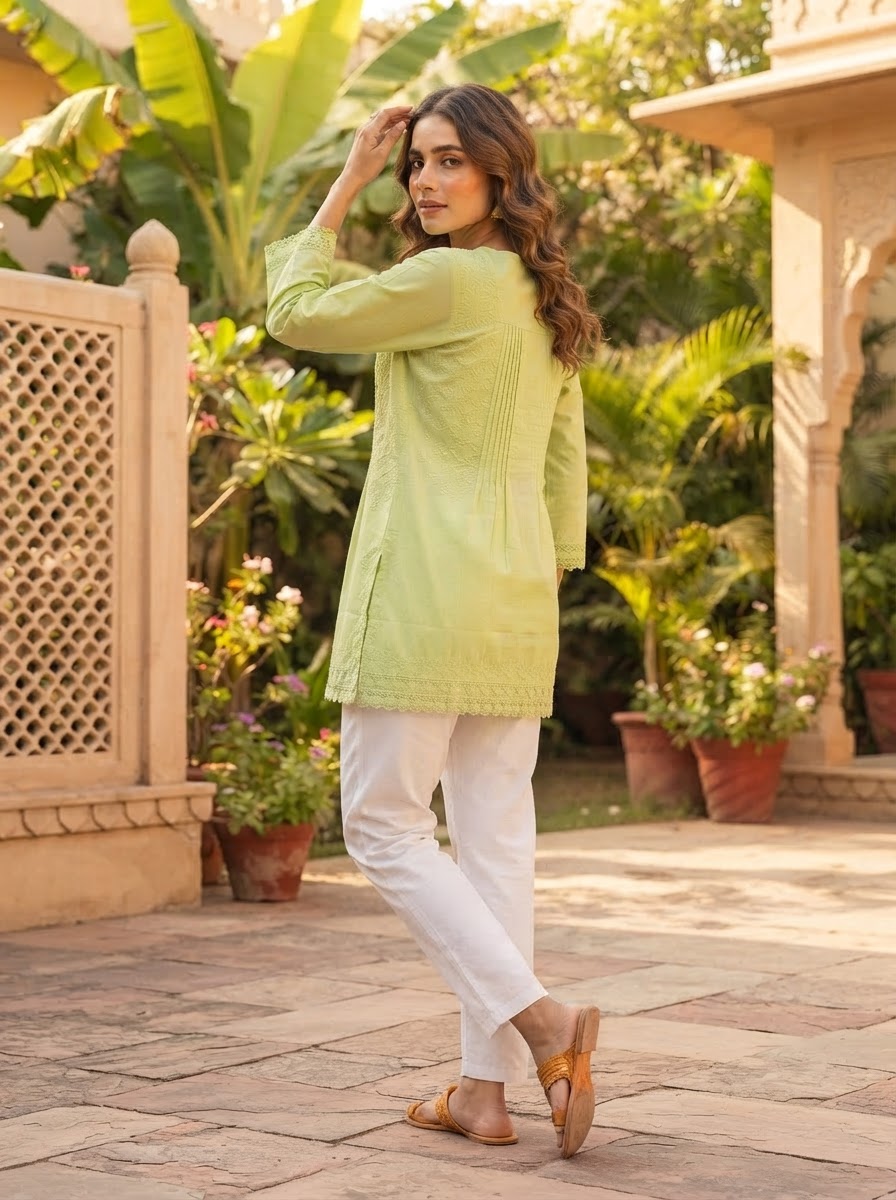 Chikankari Short Kurta | Cotton