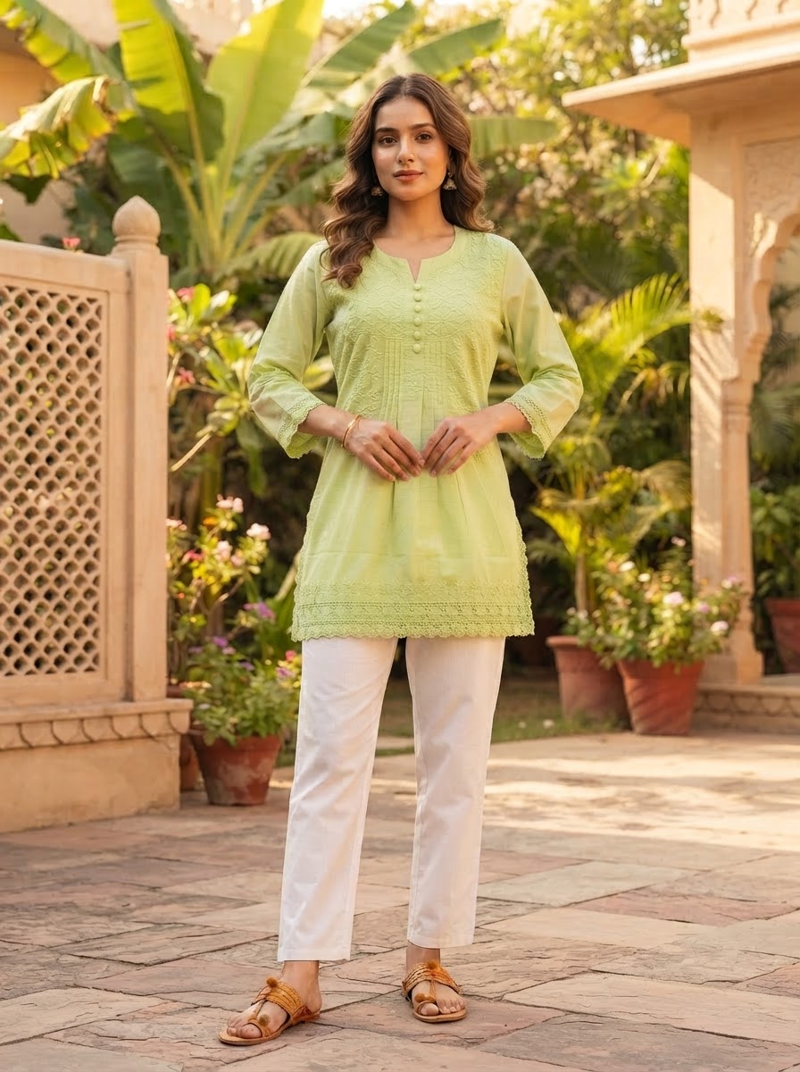 Chikankari Short Kurta | Cotton