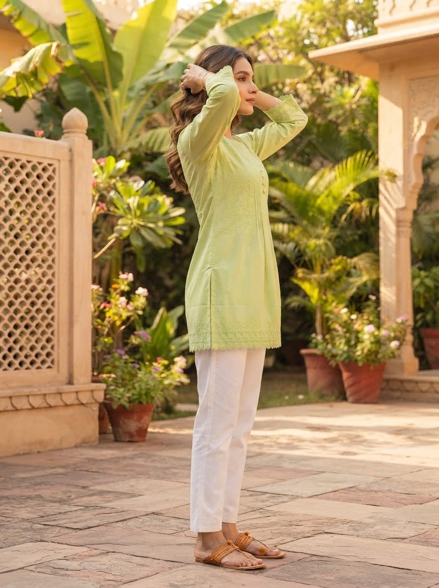 Chikankari Short Kurta | Cotton