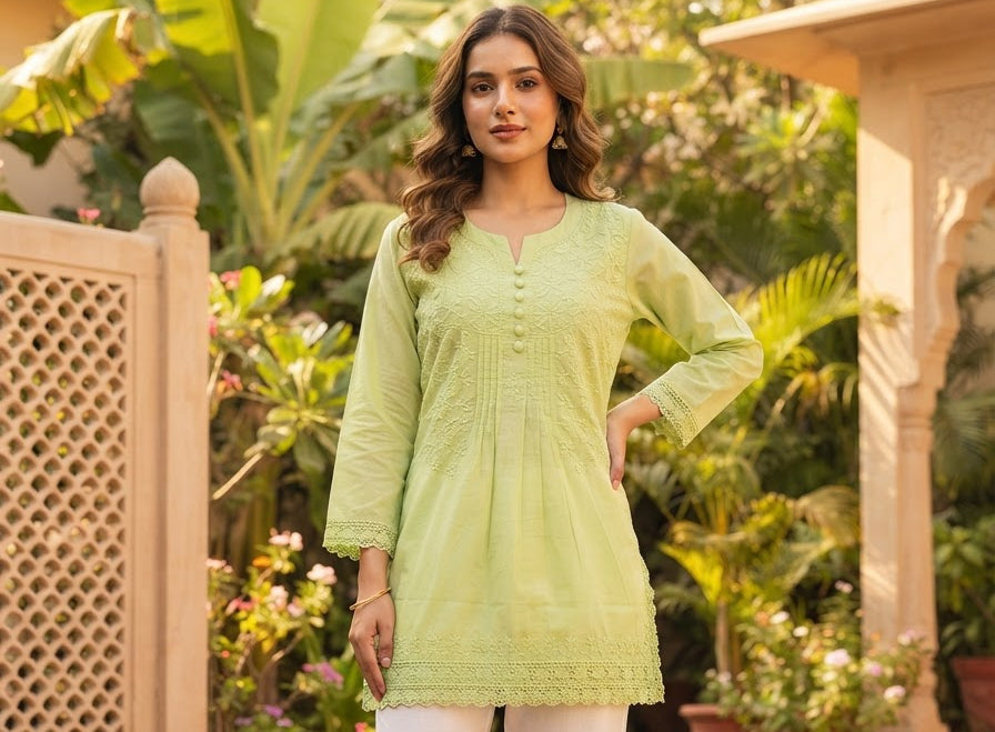 Chikankari Short Kurta | Cotton