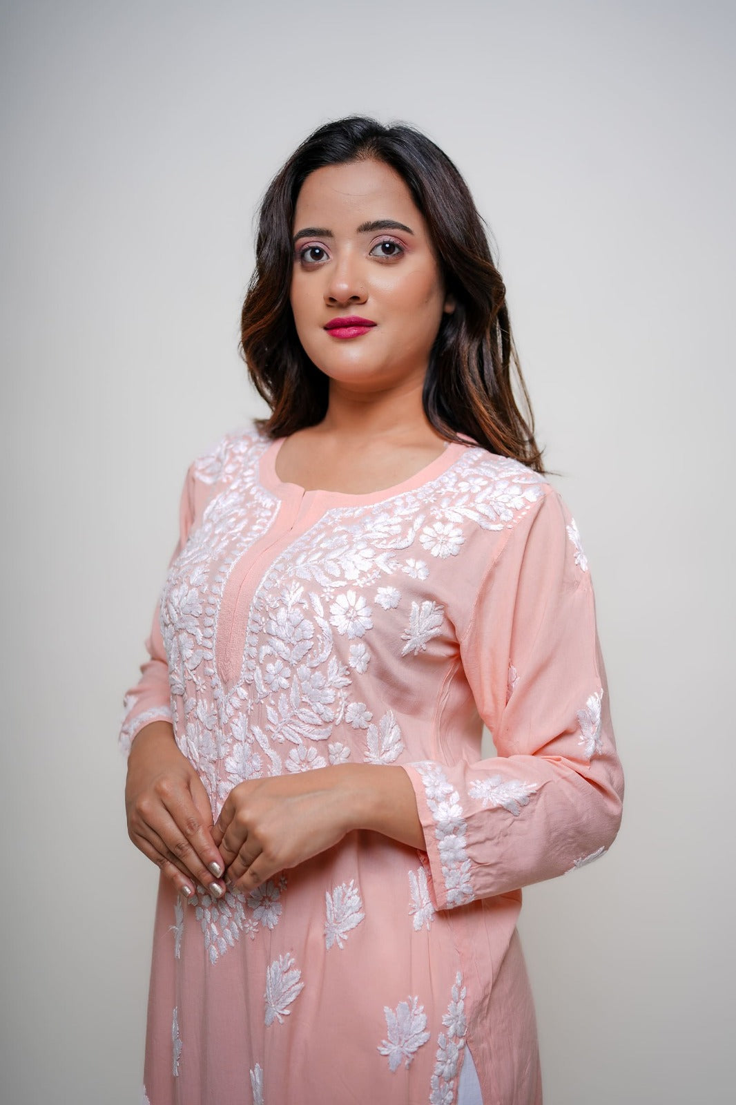 Chikankari hand embroidered | Long Kurta | Mudal |