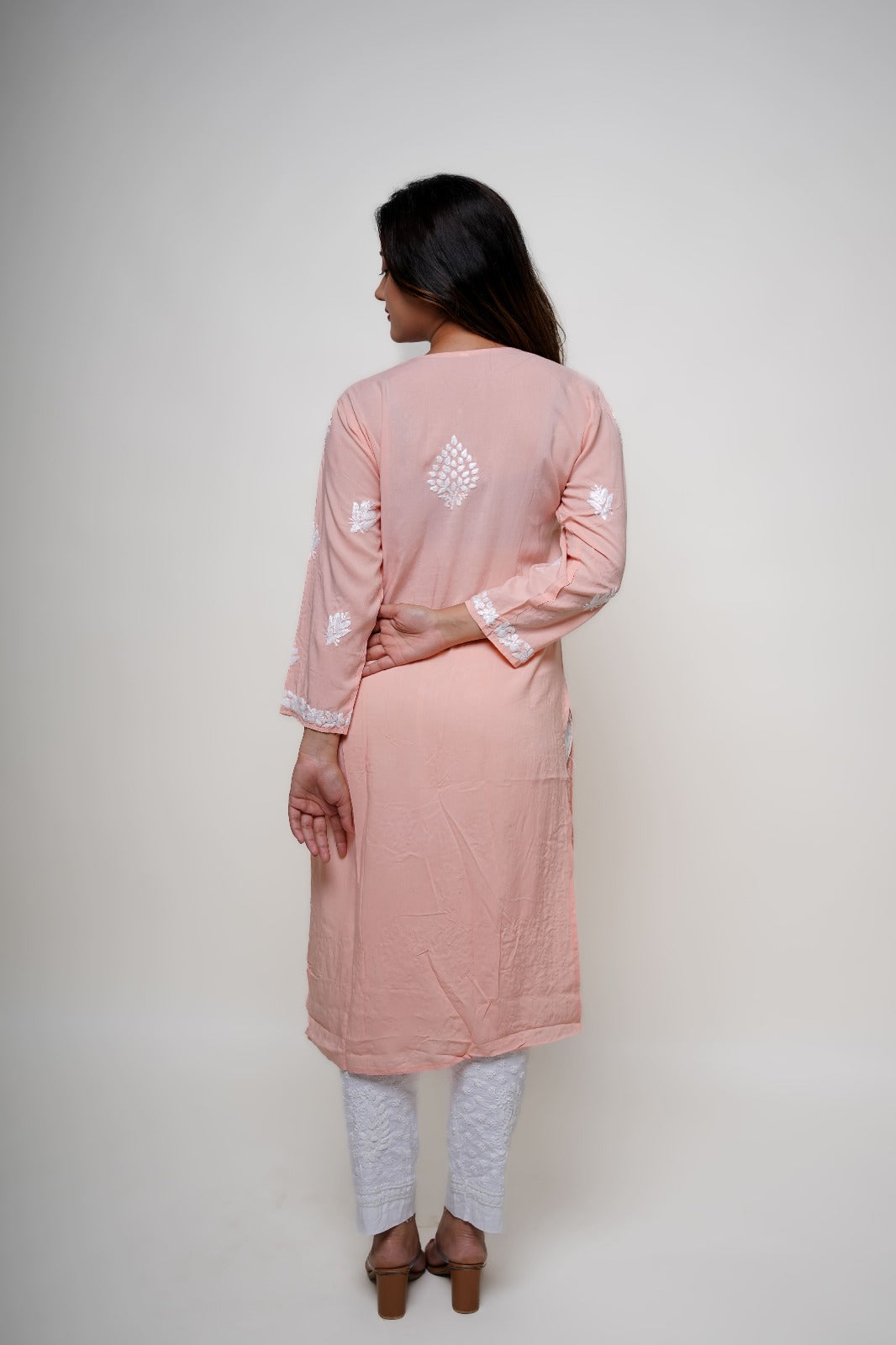 Chikankari hand embroidered | Long Kurta | Mudal |