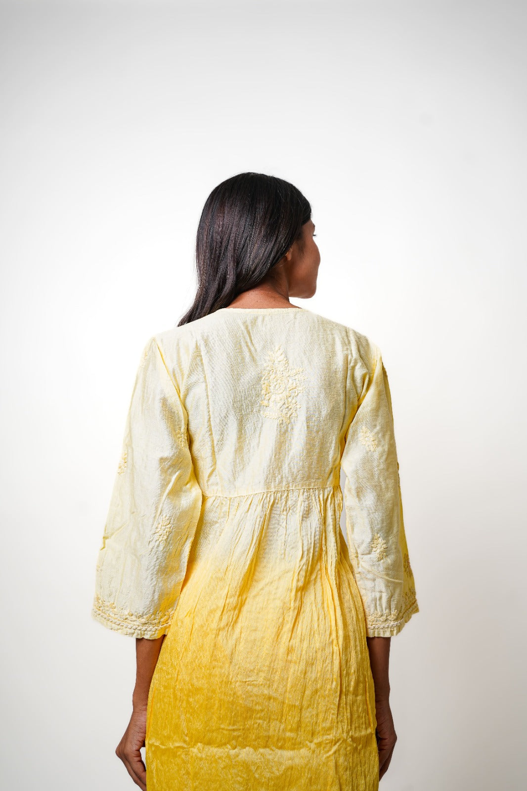 Chikankari hand embroidered | Co-ord set | Chanderi | Yellow