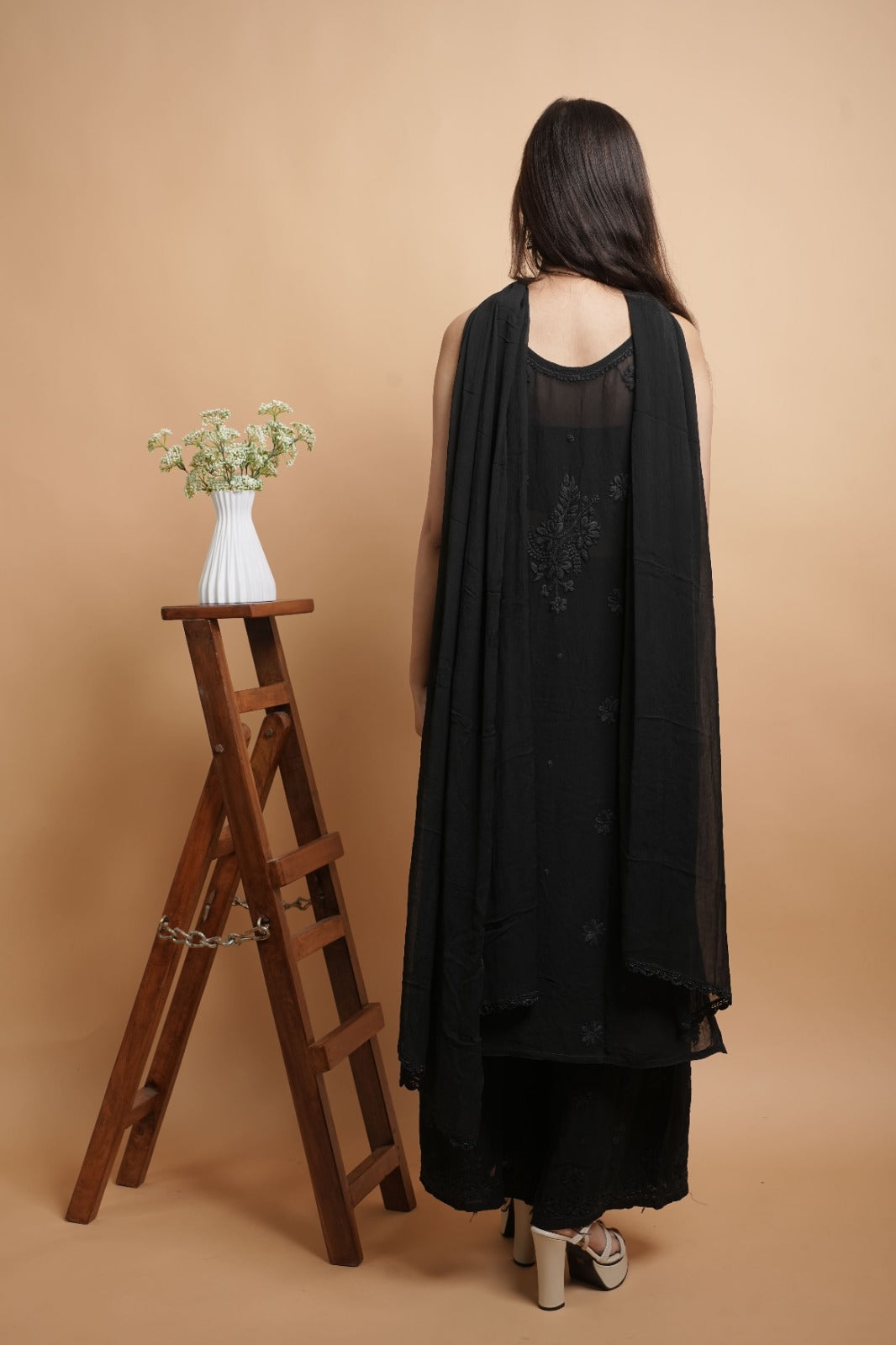Chikankari Kurta Set | Georgette Pure | Midnight Black