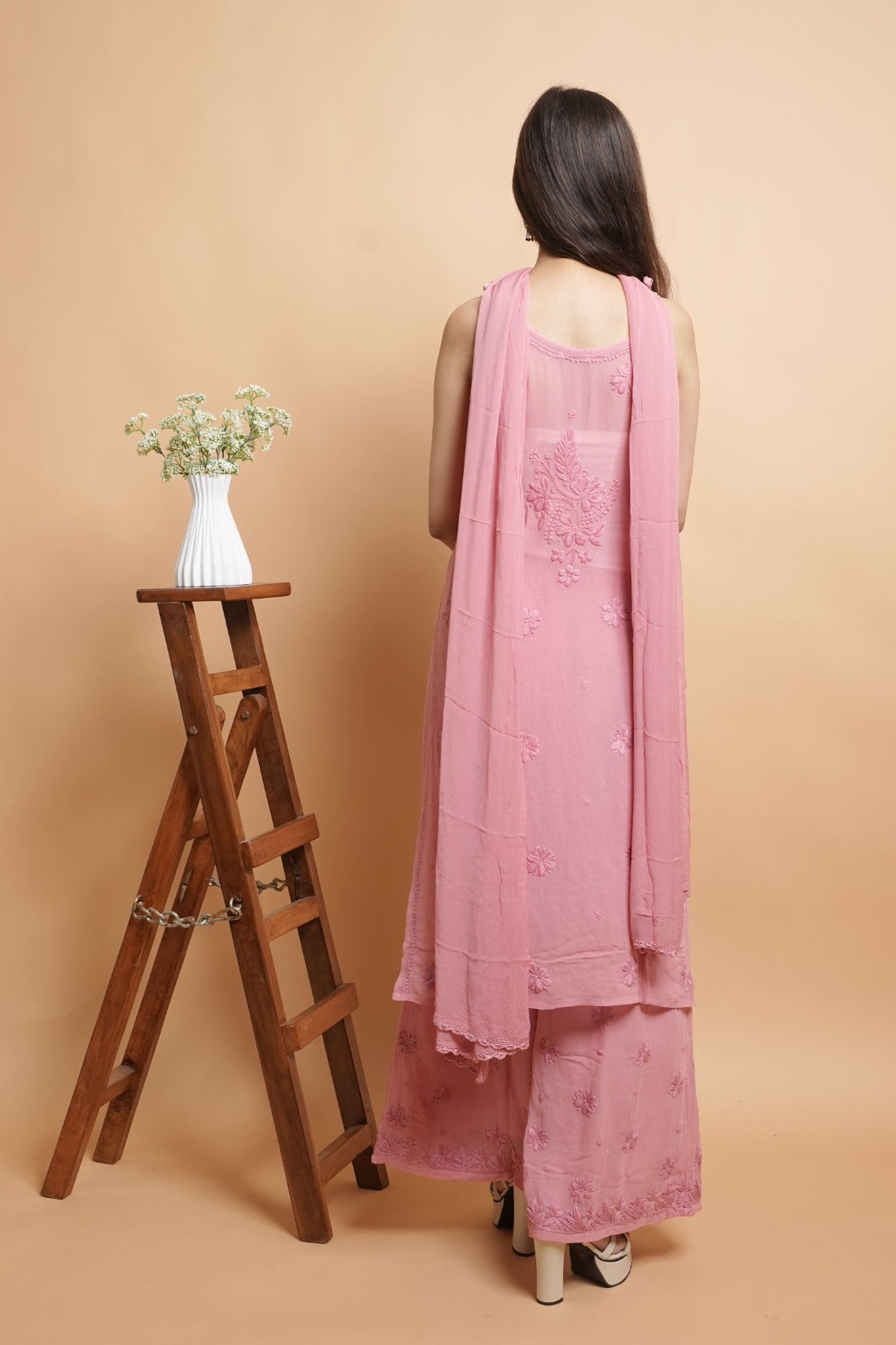 Chikankari Kurta set | Georgette | Dusty Rose
